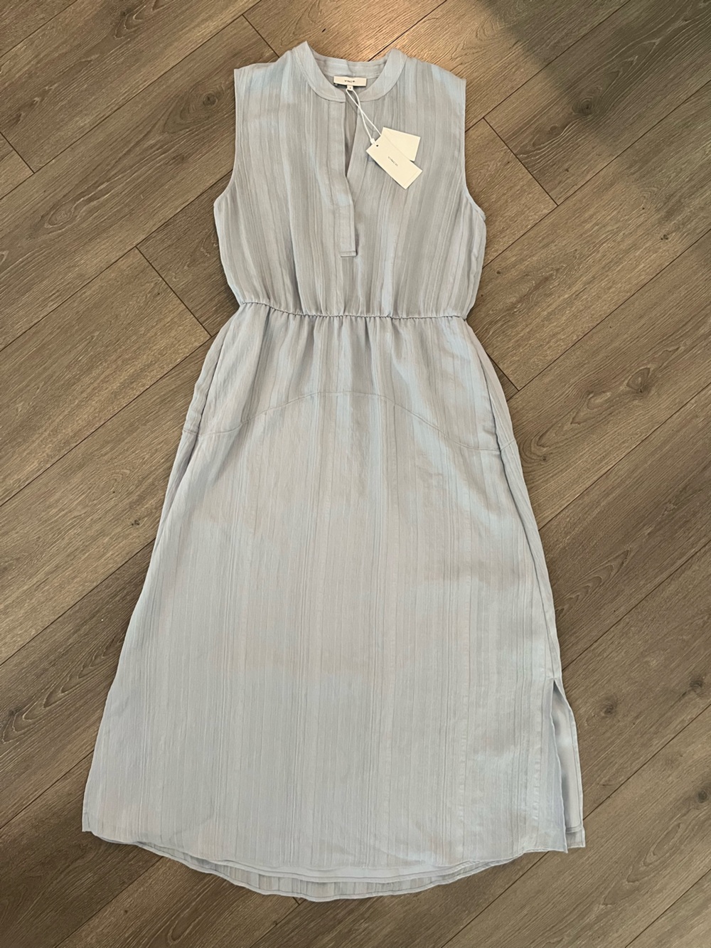 NWT Vince Light Blue Gray Sleeveless Midi Dress Size 8